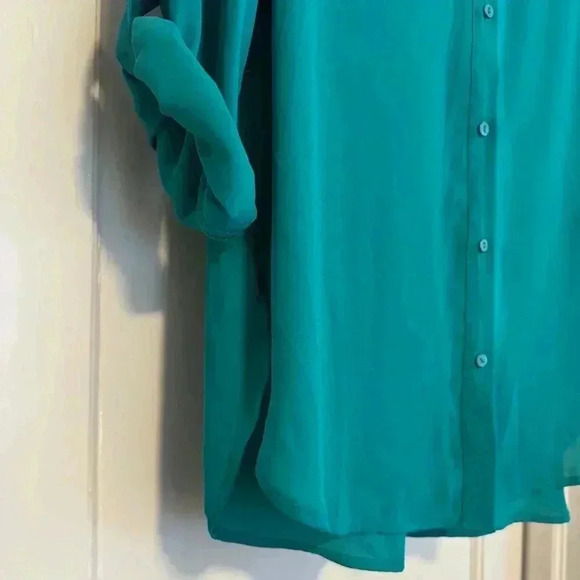 Adrianna Papell green button-up roll sleeve blouse size S - Picture 5 of 5